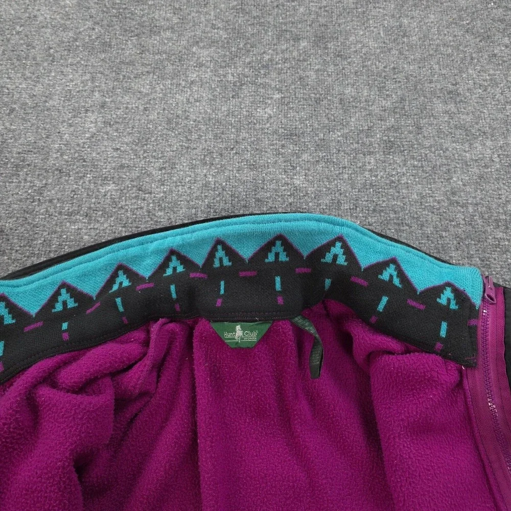 VINTAGE Hunt Club Jacket Womens Extra Small Purple Color‎ Block Aztec Lined 90s